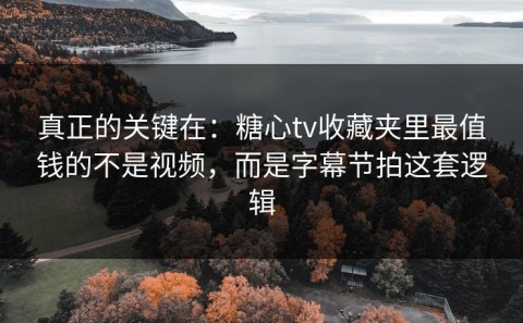 真正的关键在：糖心tv收藏夹里最值钱的不是视频，而是字幕节拍这套逻辑