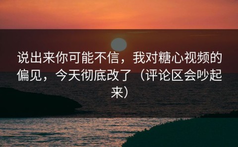 说出来你可能不信，我对糖心视频的偏见，今天彻底改了（评论区会吵起来）
