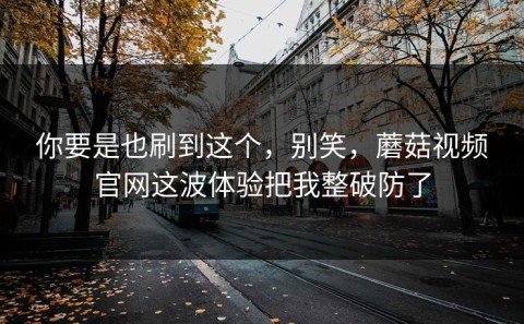你要是也刷到这个，别笑，蘑菇视频官网这波体验把我整破防了