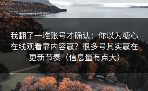 我翻了一堆账号才确认：你以为糖心在线观看靠内容赢？很多号其实赢在更新节奏（信息量有点大）