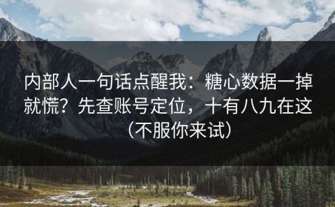 内部人一句话点醒我：糖心数据一掉就慌？先查账号定位，十有八九在这（不服你来试）