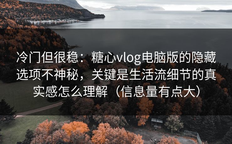 冷门但很稳：糖心vlog电脑版的隐藏选项不神秘，关键是生活流细节的真实感怎么理解（信息量有点大）