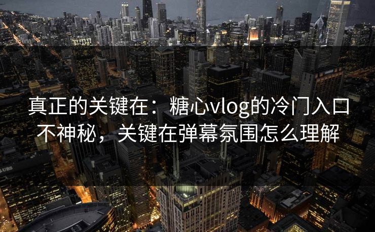 真正的关键在：糖心vlog的冷门入口不神秘，关键在弹幕氛围怎么理解