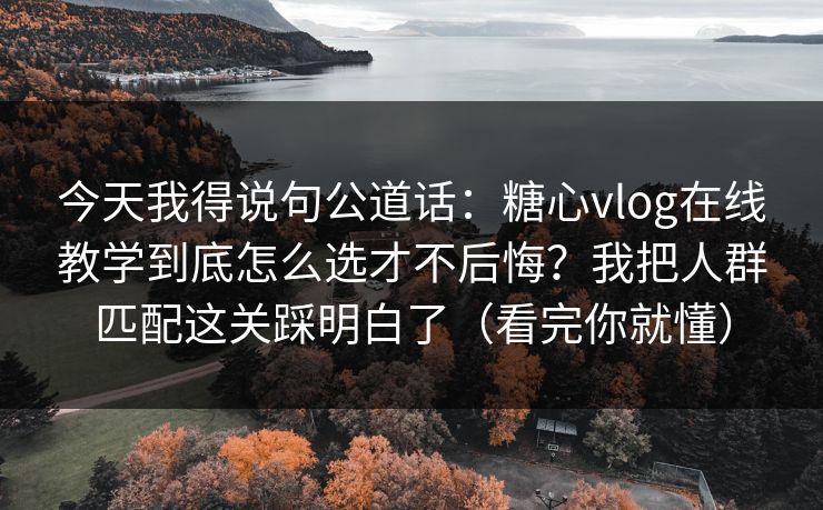 今天我得说句公道话：糖心vlog在线教学到底怎么选才不后悔？我把人群匹配这关踩明白了（看完你就懂）