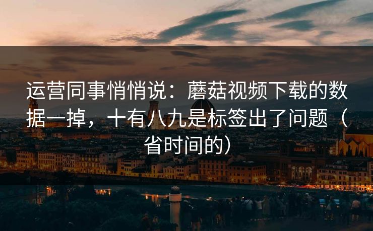 运营同事悄悄说：蘑菇视频下载的数据一掉，十有八九是标签出了问题（省时间的）