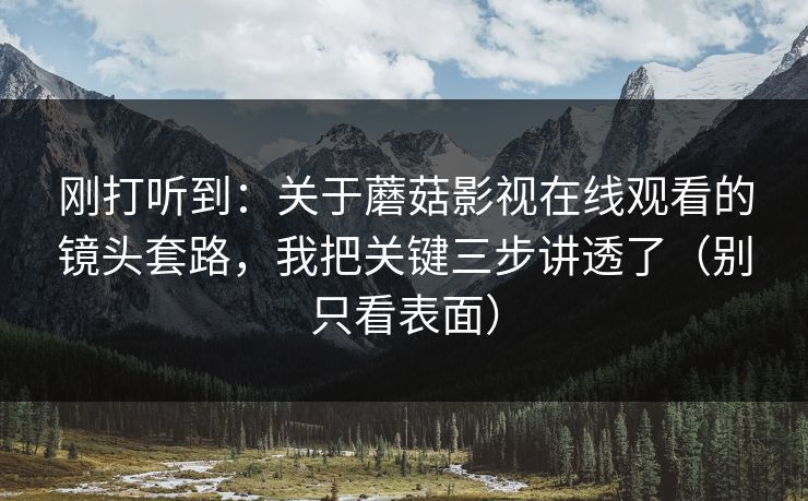 刚打听到：关于蘑菇影视在线观看的镜头套路，我把关键三步讲透了（别只看表面）