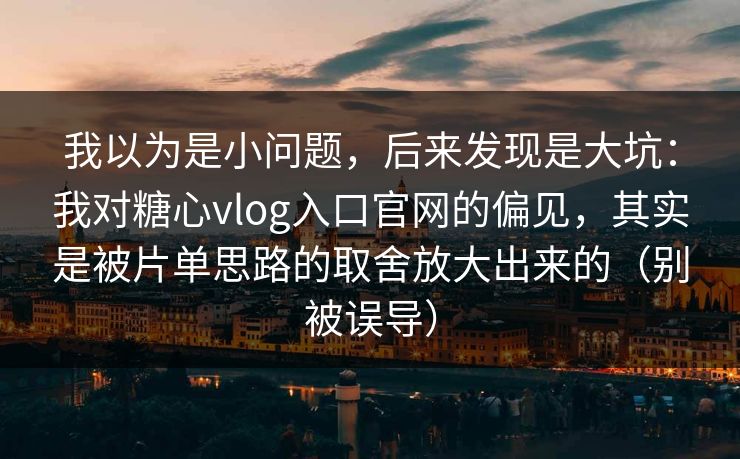 我以为是小问题，后来发现是大坑：我对糖心vlog入口官网的偏见，其实是被片单思路的取舍放大出来的（别被误导）